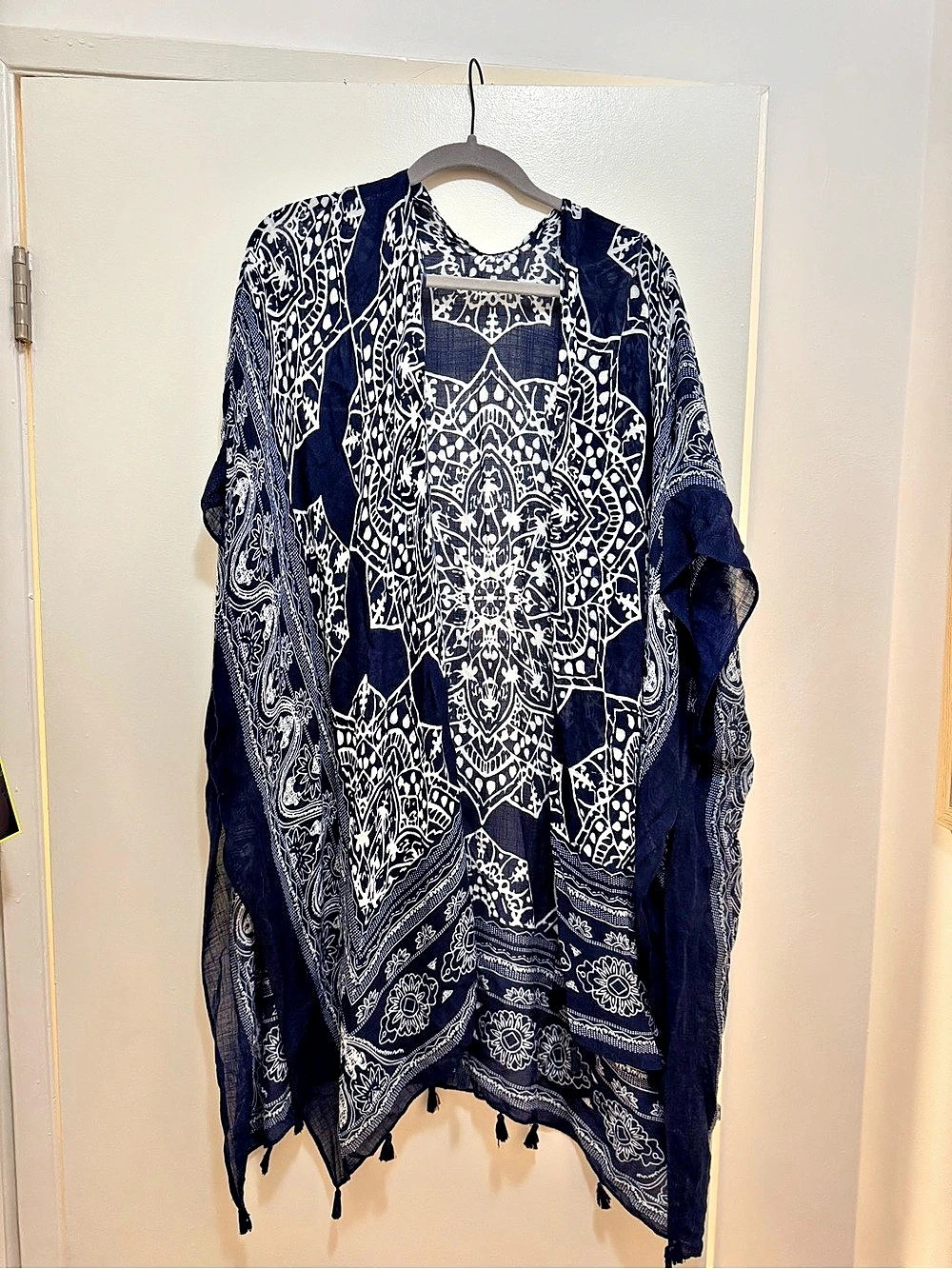 One Size LOVE STITCH Paisley Blue & White Swim Cover-Up